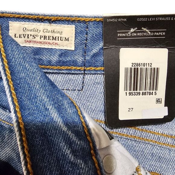 Levi's Wedgie Jeans Size 27 High Rise Tapered Fit Premium Button Fly Raw Hem NWT - Picture 5 of 7